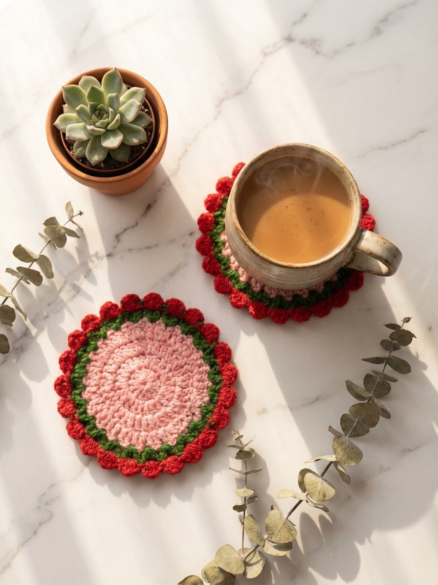 Flower coasters with mug